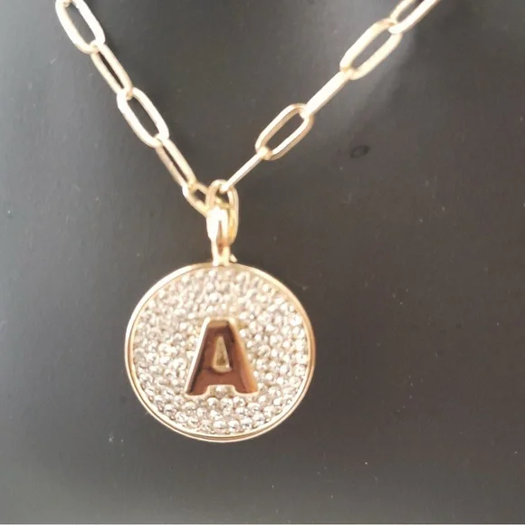 BaubleBar Pave Initial Pendant Necklace A - Picture 4 of 6
